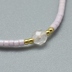 Adjustable Natural Rose Quartz Braided Bead Bracelets&nbsp;BJEW-F391-A01