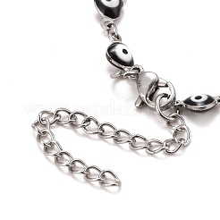 Enamel Heart with Evil Eye Link Chains Bracelet&nbsp;BJEW-P271-07P-03