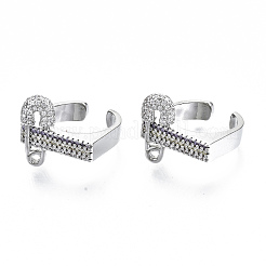 Brass Micro Pave Cubic Zirconia Cuff Rings&nbsp;RJEW-S045-025P-NR