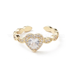 Heart Clear Cubic Zirconia Cuff Ring&nbsp;RJEW-M146-07G