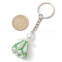 Glass Seed Bead with Acrylic Angel Keychain&nbsp;KEYC-MZ00026-01