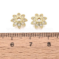 Brass Micro Pave Clear Cubic Zirconia Bead Caps&nbsp;KK-Q071-06G-02