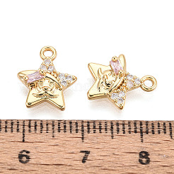 Brass Micro Pave Cubic Zirconia Charms&nbsp;KK-N263-143C-G
