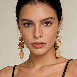 Alloy Resin Stud Dangle Earrings for Women&nbsp;WG65E85-01