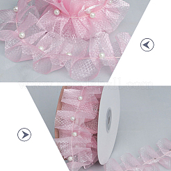 Polyester with Plastic Pearl Bead Wrinkle Ribbon&nbsp;OCOR-WH20003-63A