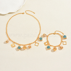 Rhombus Teardrop Round Alloy Enamel Necklaces & Bracelets Sets for Women&nbsp;PJ4309