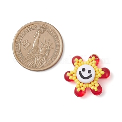 Glass Seed Beaded Sunflower Pendants&nbsp;PALLOY-MZ01014-03