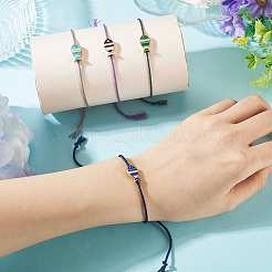 4Pcs 4 Colors Alloy Enamel Fish Charm Adjustable Bracelets&nbsp;BJEW-TA0001-30