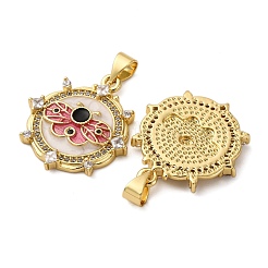 Brass Micro Pave Cubic Zirconia Pendants&nbsp;KK-D390-08G