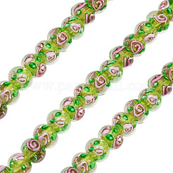 1 Strand Handmade Lampwork Inner Flower Rondelle Beads Strands&nbsp;LAMP-TA0002-72H