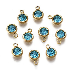 PVD Vacuum Plating 201 Stainless Steel Rhinestone Charms&nbsp;STAS-S068-12G
