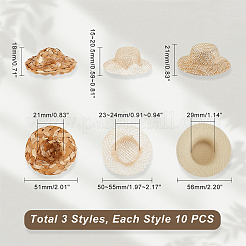 30Pcs 3 Style Doll Straw Hat&nbsp;DIY-GA0005-44