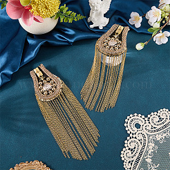 2Pcs Felt & Iron & Rhinestone Tassel Epaulette&nbsp;AJEW-CN0007-74B-G