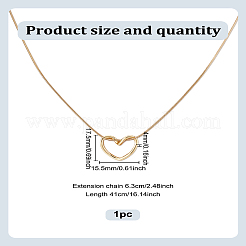1Pc 304 Stainless Steel Heart Pendant Round Snake Chain Necklaces for Women&nbsp;NJEW-LP0009-42
