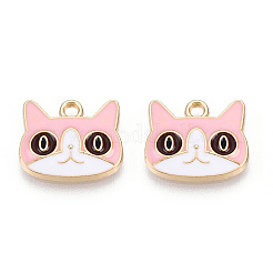 Light Gold Plated Alloy Kitten Pendants&nbsp;X-ENAM-T009-41B