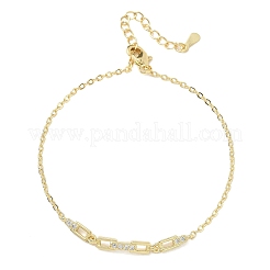 Brass Micro Pave Clear Cubic Zirconia Rectangle Link Bracelets&nbsp;KK-CBA6980-15G