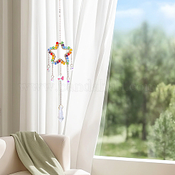 1Pc Colorful Glass Beaded Woven Net Suncatchers&nbsp;AJEW-CY0001-95D
