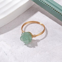 Valentine's Day Rose Natural Green Aventurine & Quartz Crystal & Red Jasper & Rose Quartz Finger Rings&nbsp;RJEW-JR00813