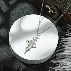Non-Tarnish 304 Stainless Steel Lotus Pendants Necklaces&nbsp;NJEW-JN04561-01