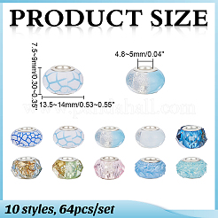 64Pcs 10 Styles Opaque Resin European Beads&nbsp;RESI-ME0001-36