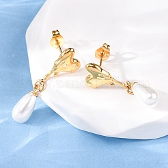 304 Stainless Steel Plastic Imitation Pearl Dangle Stud Earrings&nbsp;EJEW-Z118-06G
