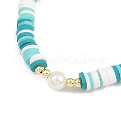 4Pcs 4 Colors Handmade Polymer Clay Heishi & Shell Pearl Beaded Stretch Bracelets for Women&nbsp;BJEW-JB12271