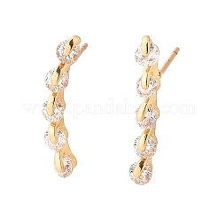 Stick Brass Micro Pave Cubic Zirconia Stud Earrings for Women&nbsp;EJEW-G428-19G-02