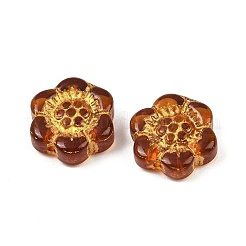 Baking Paint and Golden Metal Enlaced Glass Beads&nbsp;X-DGLA-T004-10M