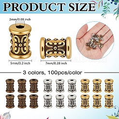 300Pcs 3 Colors Tibetan Style Alloy Beads&nbsp;TIBE-ME0001-16