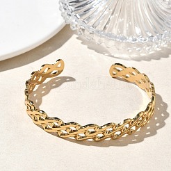 304 Stainless Steel Cuff Bangles for Women&nbsp;BJEW-A160-04G