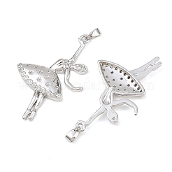 Brass Micro Pave Clear Cubic Zirconia Pendants&nbsp;KK-G549-11P