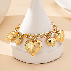 Heart with Rose Alloy Charm Bracelets&nbsp;FS-WGB88A7-01
