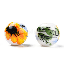 Floral Printed Porcelain Beads&nbsp;PORC-E021-01B