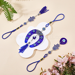 3Pcs 3 Styles Evil Eye Alloy & Lampwork Pendant Decorations&nbsp;HJEW-CP0001-45
