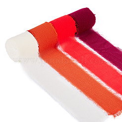 4 Rolls 4 Colors Frayed Polyester Ribbon&nbsp;OCOR-TA0002-87D