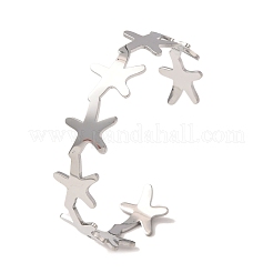 Starfish 304 Stainless Steel Cuff Bangles for Women&nbsp;BJEW-Z176-01P