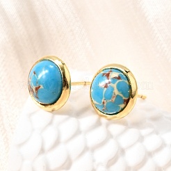 Brass Half Round Stud Earrings&nbsp;EJEW-Z124-01G
