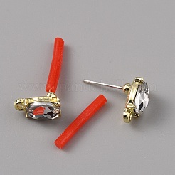 Alloy Rhinestone Stud Earrings&nbsp;LS-FIND-WH0120-25A-01
