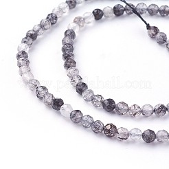 Natural Black Rutilated Quartz Beads Strands&nbsp;G-F619-10B-3mm