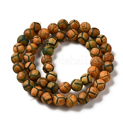 Tibetan Style Turtle Back Pattern dZi Beads Strands&nbsp;X-G-P229-A-04-8mm