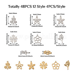48Pcs 12 Style 304 Stainless Steel Pendants&nbsp;STAS-PJ0001-30