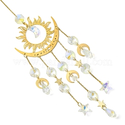 Brass & 304 Stainless Steel Sun Moon Suncatchers&nbsp;HJEW-JM05012