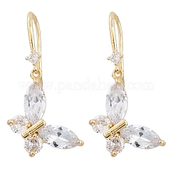 Brass Clear Cubic Zirconia Butterfly Dangle Earrings&nbsp;EJEW-A156-03G