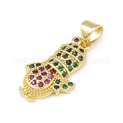 Christmas Brass Micro Pave Cubic Zirconia Pendants&nbsp;KK-B164-02G-03