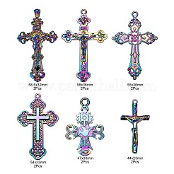 12Pcs 6 Style Rainbow Color Alloy Pendants&nbsp;FIND-LS0001-16MC