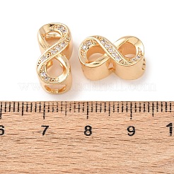 Brass Micro Pave Clear Cubic Zirconia European Beads&nbsp;KK-Z142-07G