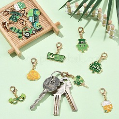 12Pcs Saint Patrick's Day Alloy Enamel Pendant Decorations&nbsp;HJEW-YW00433