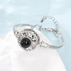 Rotating Sun Natural Obsidian Link Bracelets&nbsp;GG-CBA0251-11P-10