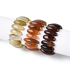 Oval Natural Agate Beaded Stretch Bracelets for Women Men&nbsp;G-Q601-23I