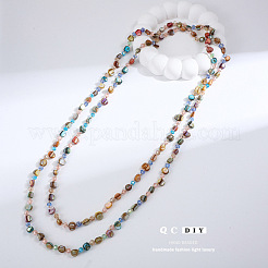 Bohemian Style Dyed Natural Shell Nuggets Beaded Long Necklaces for Women&nbsp;FS-WGE022A-01